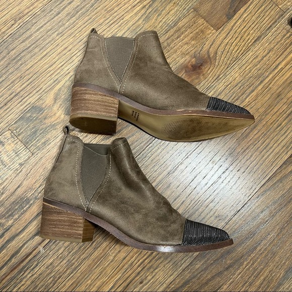 Chain Toe Ankle Booties Bohemian Edgy Faux Leather Suede Brown 8.5 - Picture 3 of 10